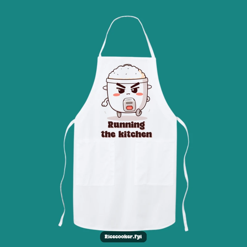 Funny Running Rice Cooker Apron - Determined Chef Wear, Gift