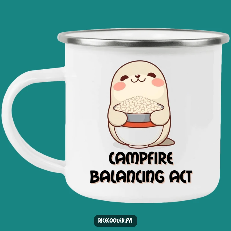 Funny Seal Rice Balance Camping Mug: Your Trailside Entertainment!