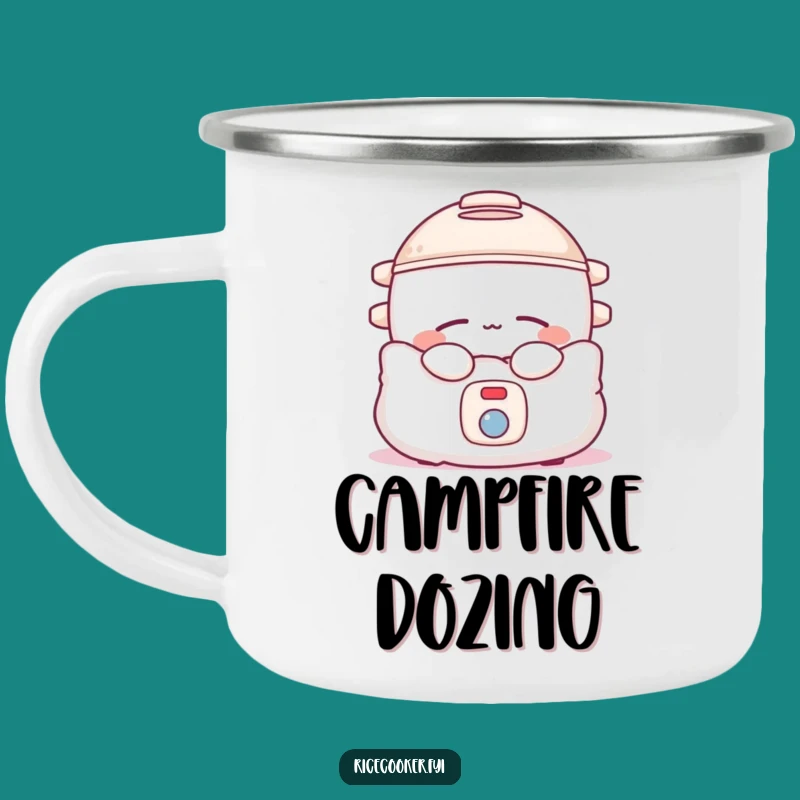 Funny Sleepy Rice Cooker Camping Mug, Cozy Outdoor Comfort, Ideal Funny Gift