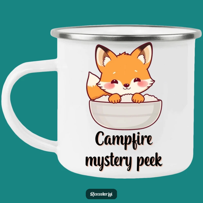 Funny Fox Rice Lid Camping Mug: Adventure with a Peek