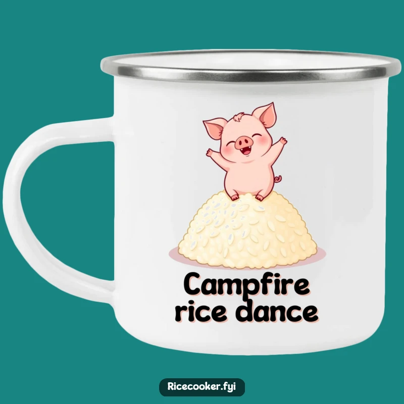 Funny Pig Dancing Rice Camping Mug: Adventure Fuel with a Smile