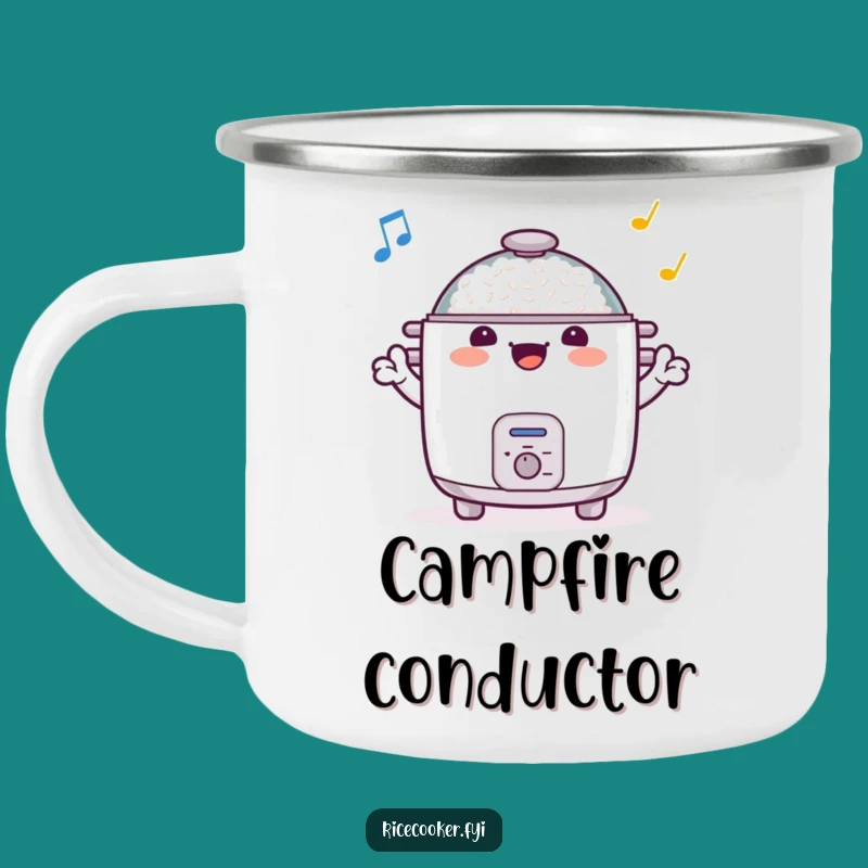 Funny Cheerful Rice Cooker Camping Mug: Outdoor Symphony!