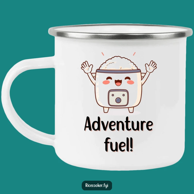 Funny Cheering Rice Cooker Camping Mug: Adventure Fuel for a Humorous Gift