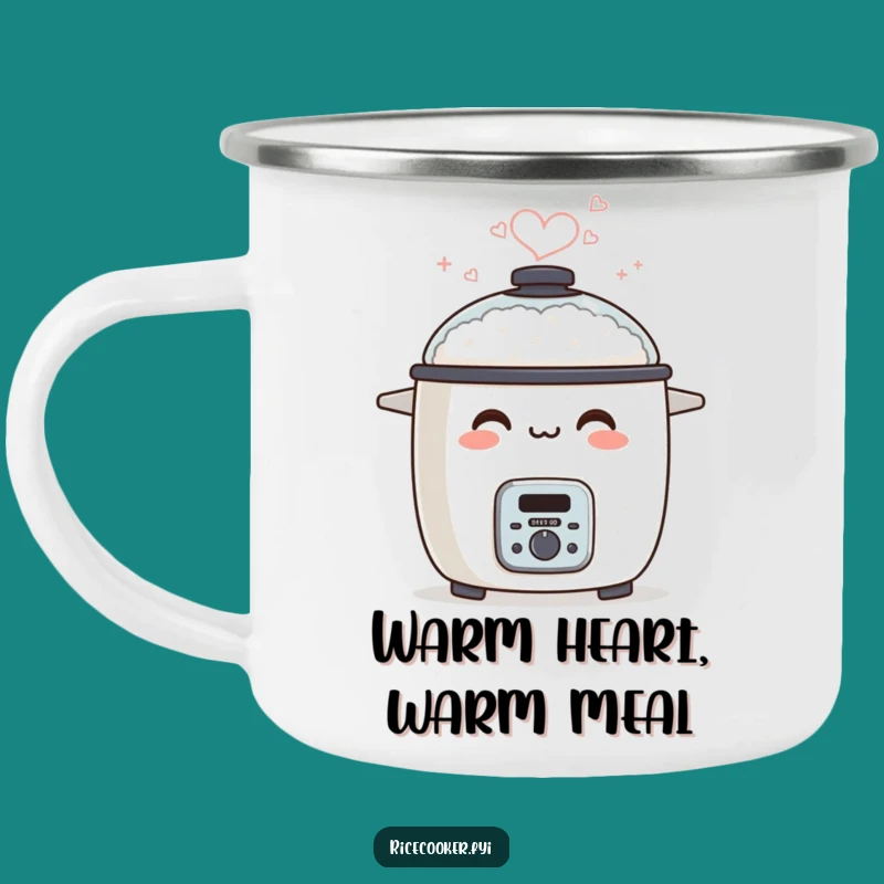 Funny Smiling Rice Cooker Camping Mug, Outdoor Heart Steam Cup, Adventurous Gift