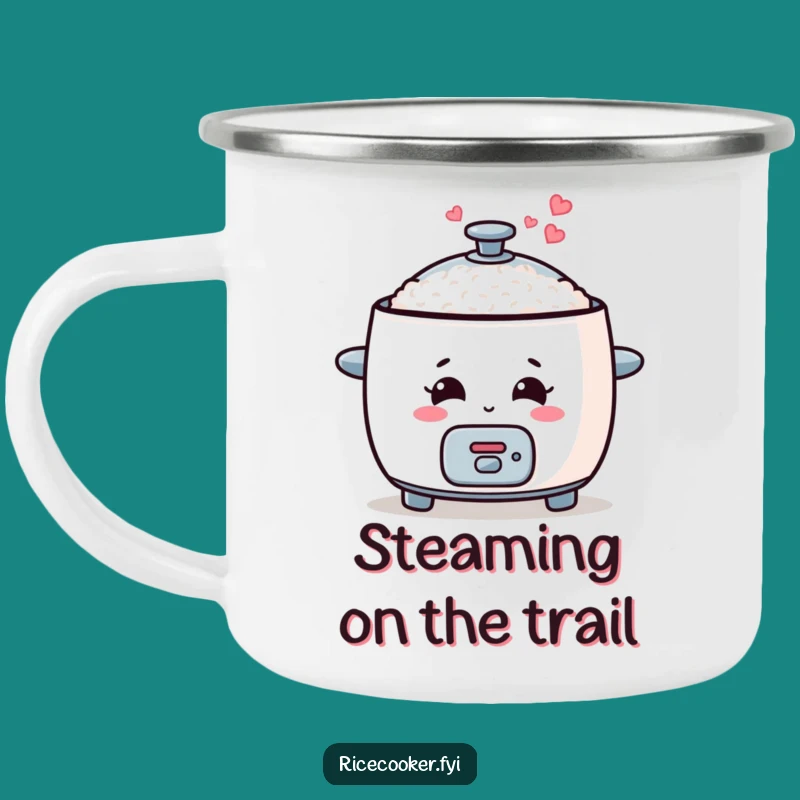 Funny Steaming Hearts Rice Cooker Camping Mug, Outdoor Kitchen Fun, Ideal Funny Gift