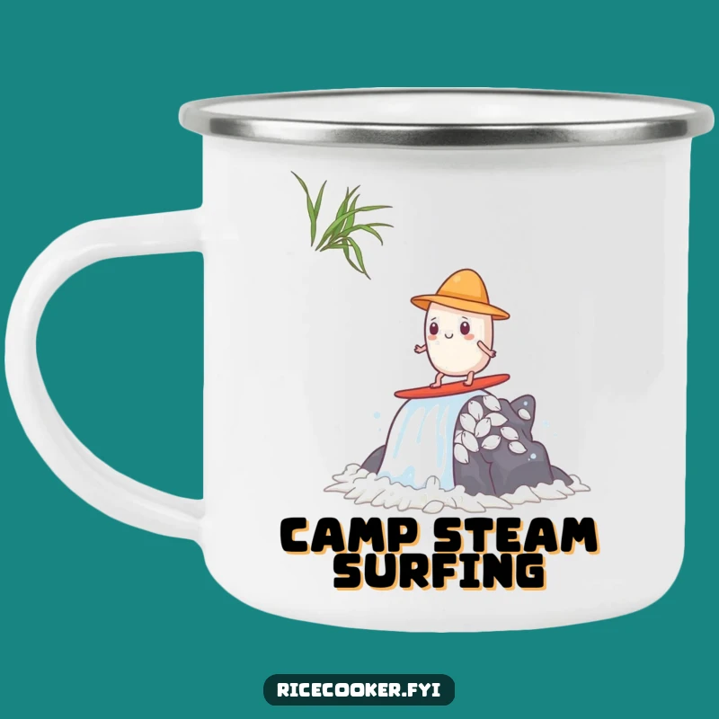 Funny Surfing Rice Grain Camping Mug - Enamel Anime Adventure Cup, Gift