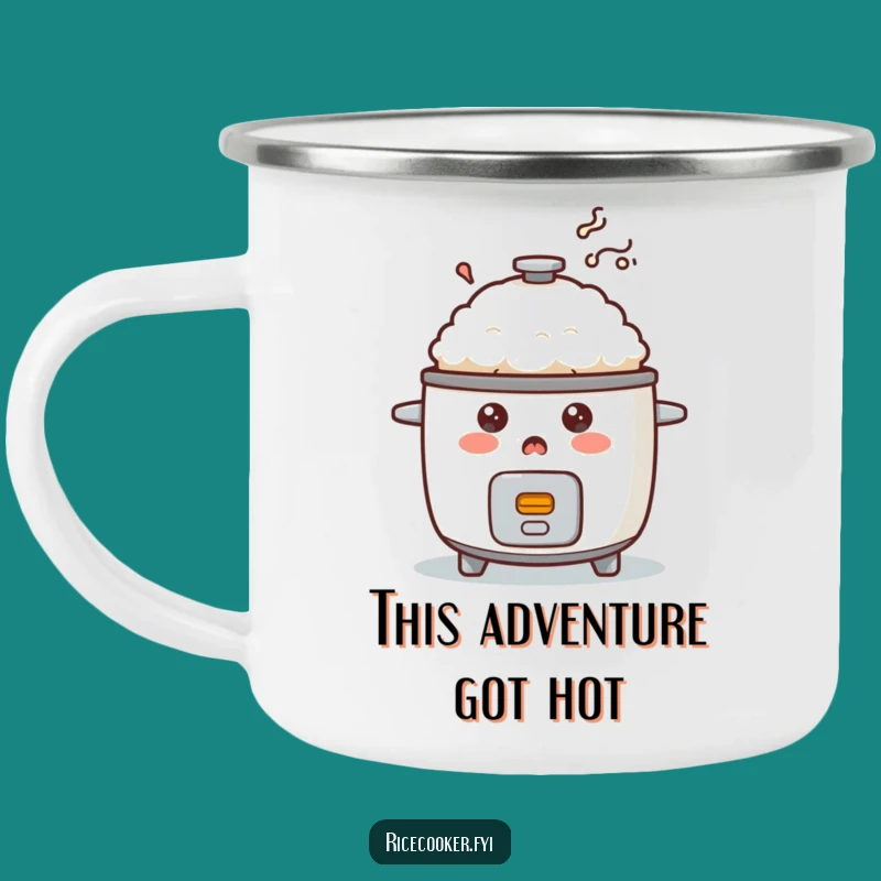 Funny Surprised Rice Cooker Camping Mug: Smoky Adventures & Laughs Gift
