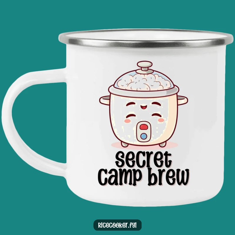Funny Winking Rice Cooker Camping Mug, Mischievous Outdoor Brew, Ideal Funny Gift