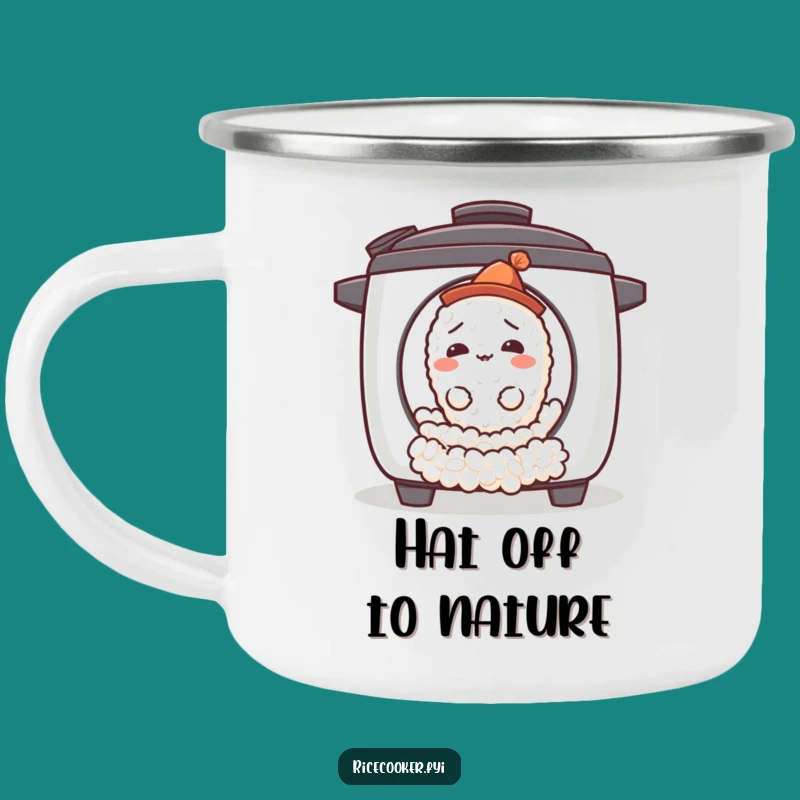 Funny Confused Rice Grain Camping Mug - Adventure Fuel with a Tiny Hat