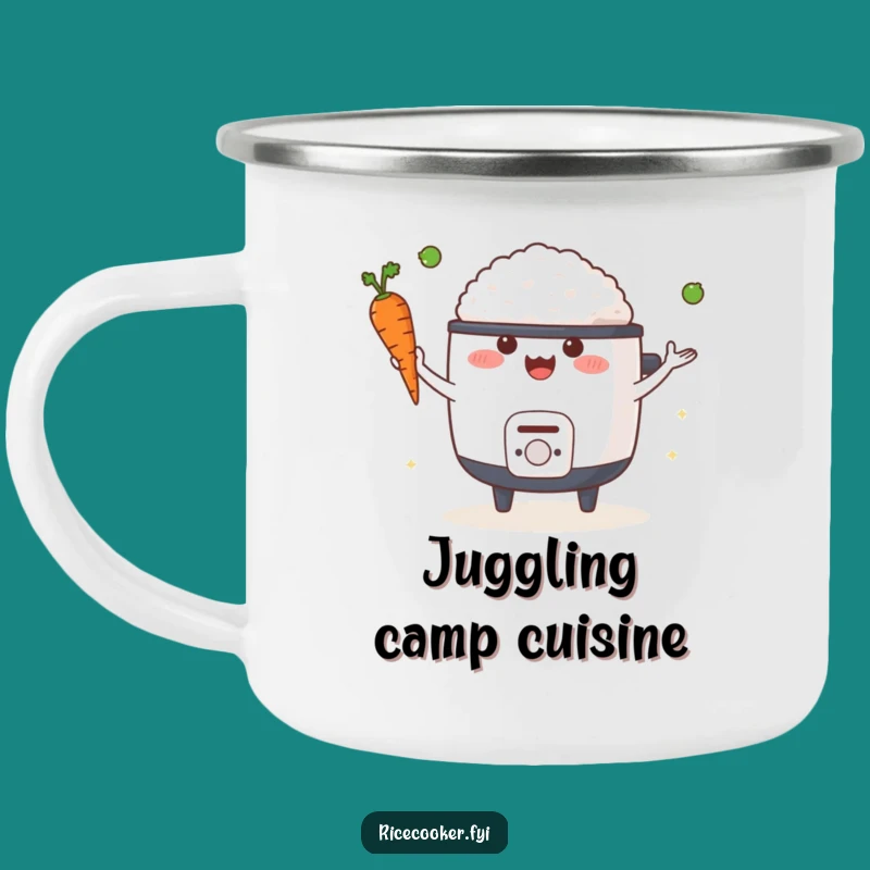 Funny Happy Rice Cooker Camping Mug: Your Juggling Companion for Outdoor Meals
