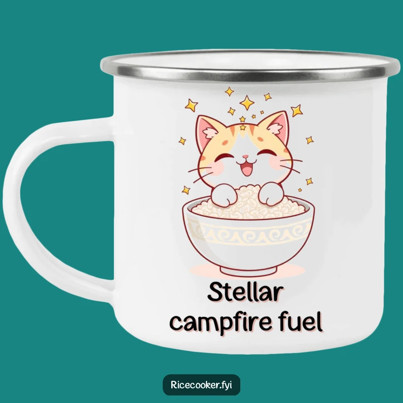 Funny Cat Rice Stars Camping Mug: Celestial Sips - Your Magical Funny Gift