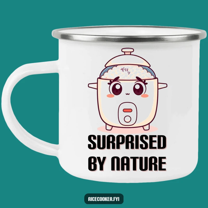 Funny Surprised Rice Cooker Camping Mug, Shocked Outdoor Brew, Ideal Funny Gift