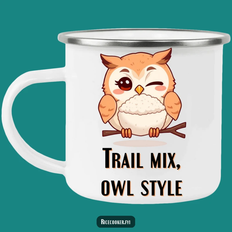 Funny Winking Owl Rice Ball Camping Mug: Adventure Fuel for Your Taste Buds!