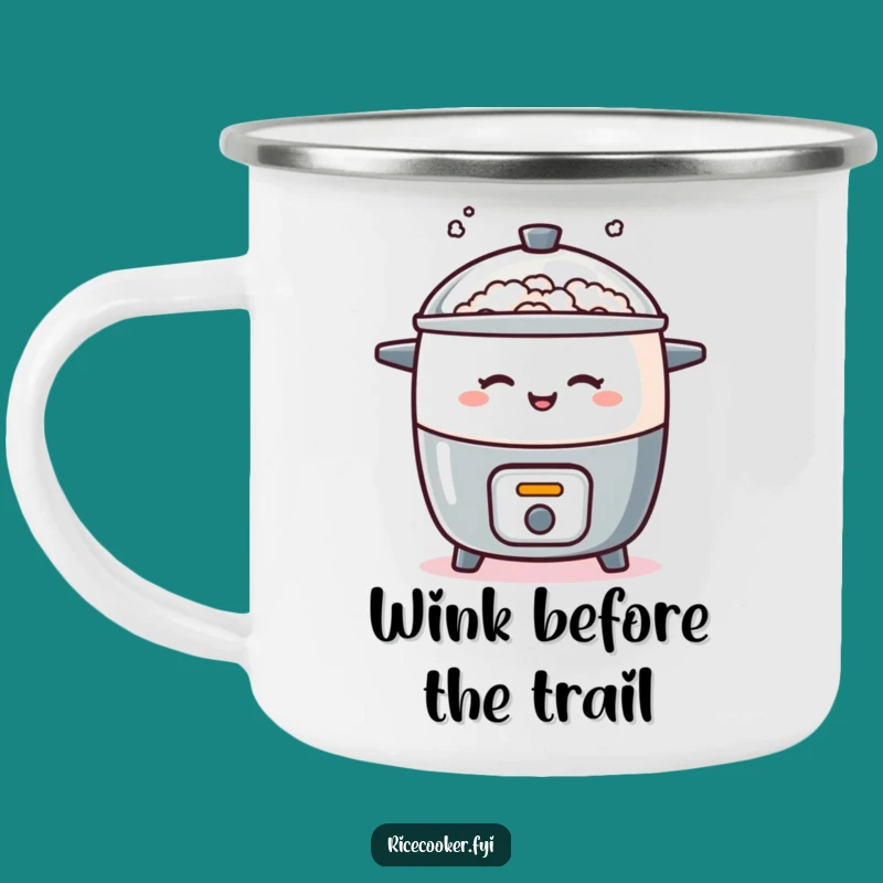 Funny Winking Rice Cooker Camping Mug - Steamy Outdoor Wink, Humorous Adventure Gift