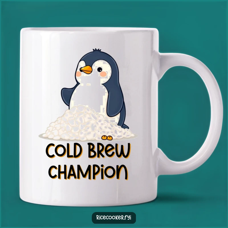 Funny Penguin Rice Mountain Mug: A Cool Gift for Rice Lovers!