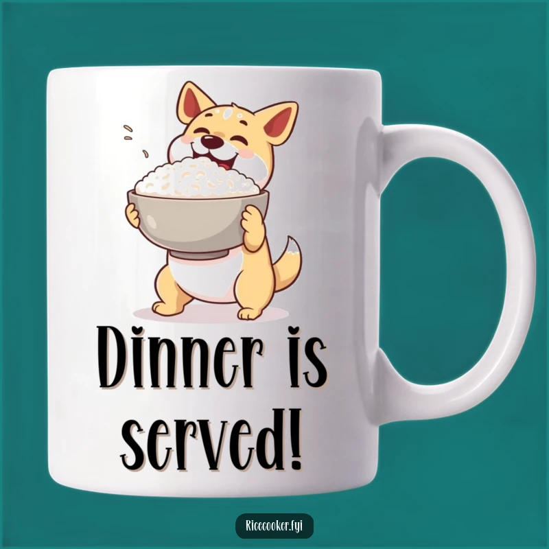 Funny Dog Rice Mug: Excited Pup's Hilarious Meal Presentation for a Great Gift