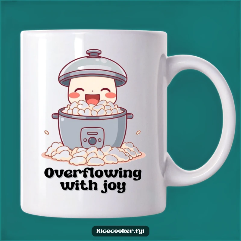Funny Joyful Rice Cooker Mug - Fluffy Rice Spill, Perfect Happy Humorous Gift