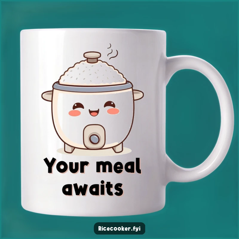 Funny Smiling Rice Cooker Serving Mug: Delicious Meal Humor Gift