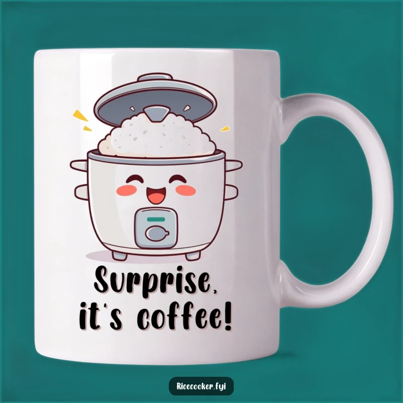 Funny Surprised Rice Cooker Mug: Hilarious Kitchen Gift for Foodies