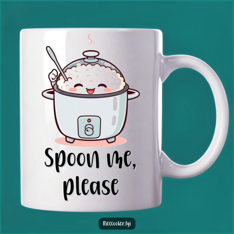 Funny Waving Rice Cooker Mug, Enthusiastic Spoon Wave, Humorous Kitchen Gift