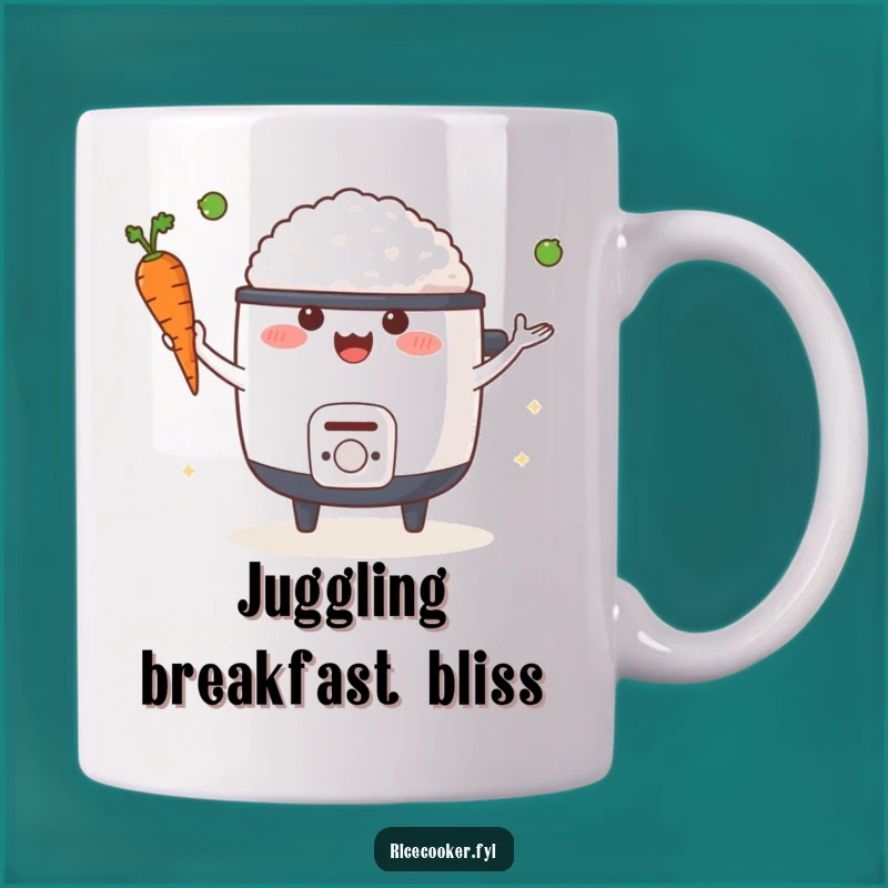 Funny Happy Rice Cooker Juggling Mug: A Whimsical Gift for the Kitchen Star