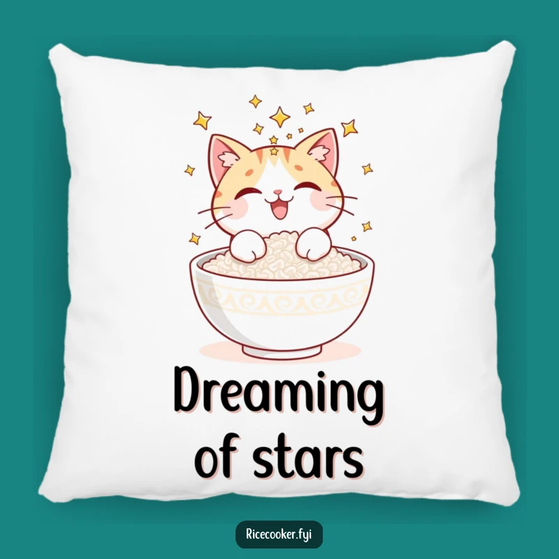 Funny Cat Rice Stars Pillow: Dreamy Comfort - A Cozy Funny Gift