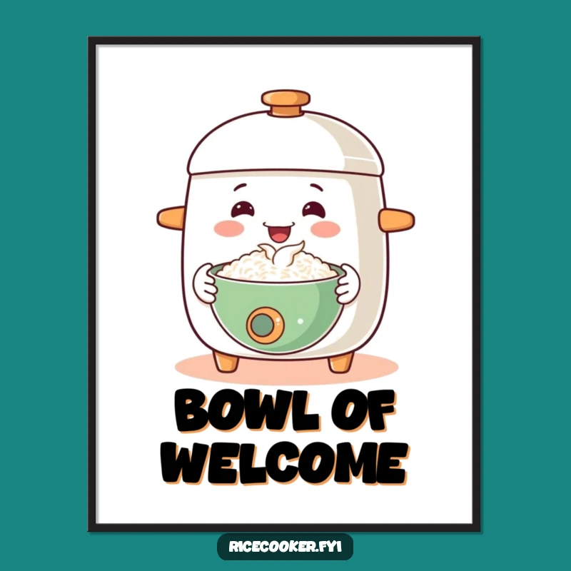 Funny Happy Rice Cooker Digital Art: Instant Welcome!
