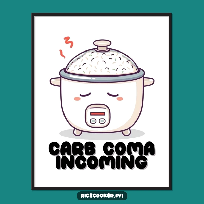 Funny Sleepy Rice Cooker Digital Art: Dreamy Decor for Your Walls