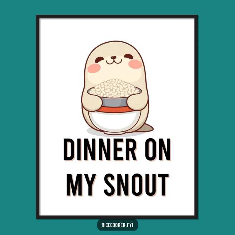 Funny Seal Rice Balance Digital Art: Instant Download of Amazing Feats!