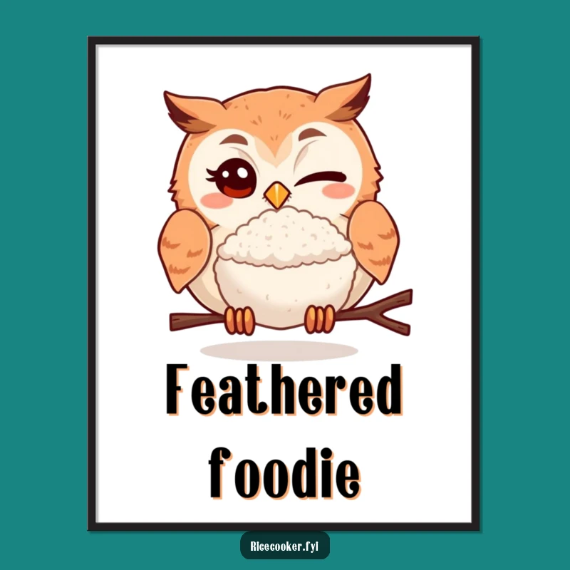 Funny Winking Owl Rice Ball Digital Art: Instant Download of Whimsy!