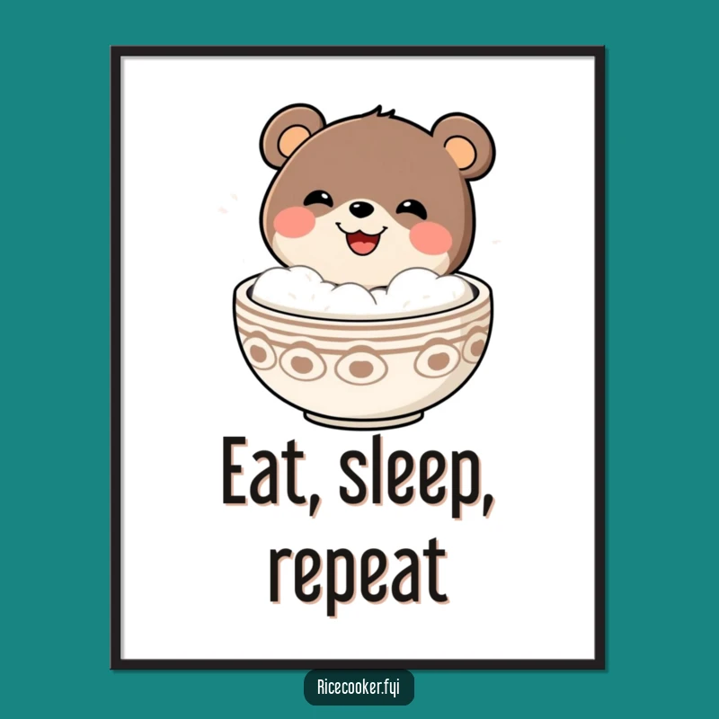 Funny Bear Bowl Surprise Art Print: Decorate with Digital Merriment