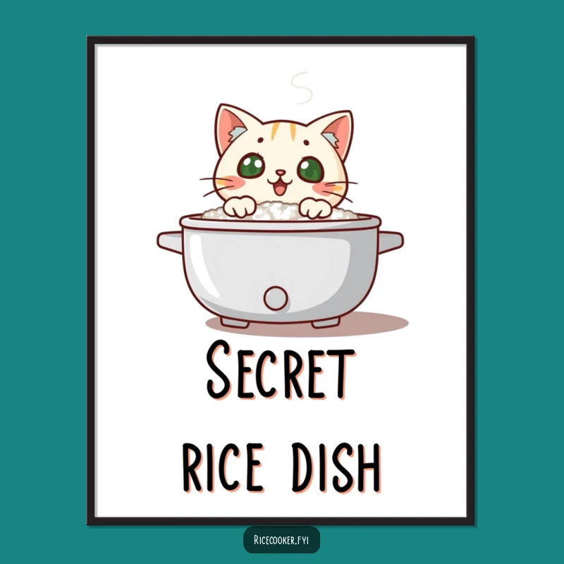 Funny Cat Rice Cooker Digital Art Print - Hilarious Wall Decor for Pet Enthusiasts