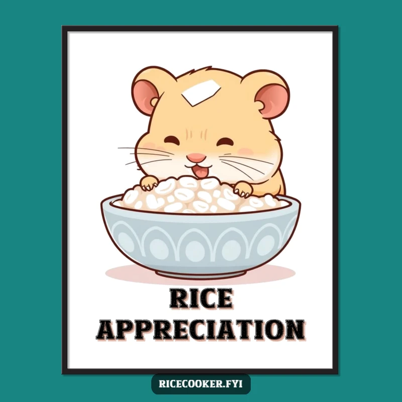 Funny Hamster Rice Delight Digital Print: Instant Culinary Joy for Your Walls!