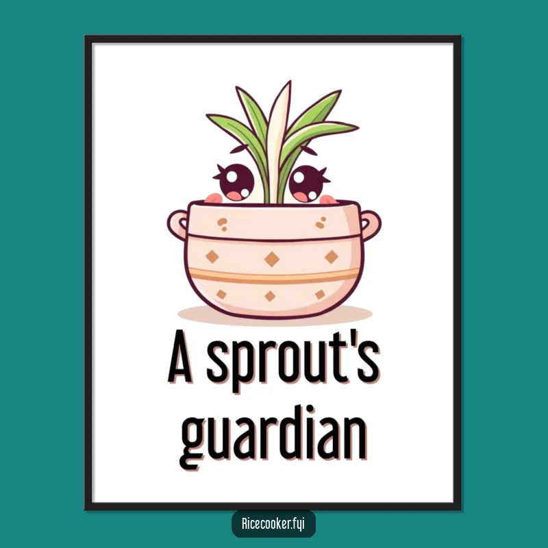 Funny Pot Sprout Digital Art: Printable Charm for Your Walls
