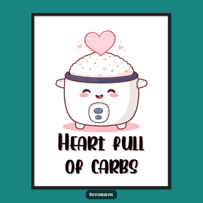 Funny Smiling Rice Cooker Digital Art: Instant Culinary Heart Wall Decor
