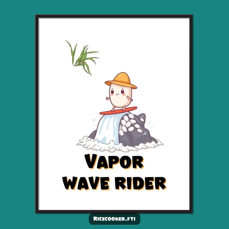 Funny Surfing Rice Grain Digital Art - Anime Steam Wall Decor, Gift