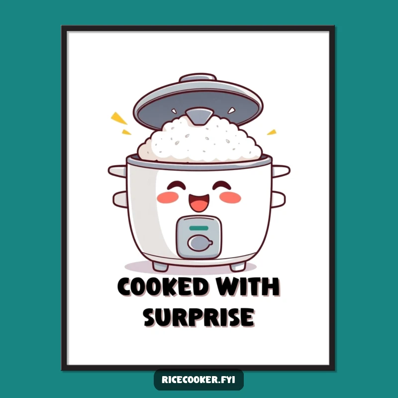 Funny Surprised Rice Cooker Digital Art: Printable Humor for Your Kitchen