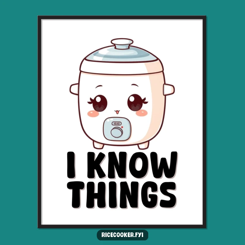 Funny Winking Rice Cooker Digital Art, Playful Wide-Eyed Print, Humorous Wall Decor