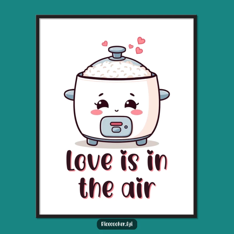 Funny Steaming Hearts Rice Cooker Digital Art, Cute Kawaii Decor, Instant Funny Gift