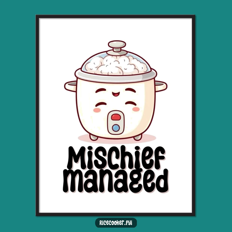 Funny Winking Rice Cooker Digital Art, Mischievous Decor, Instant Funny Gift