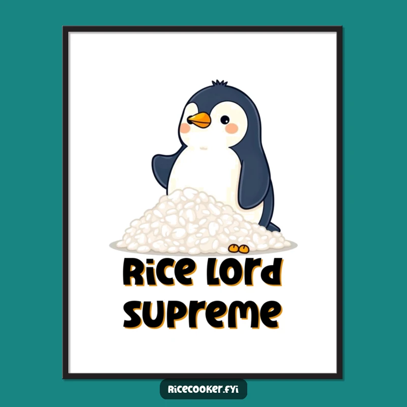 Funny Penguin Rice Mountain Digital Art: Instant Download of Arctic Yum!