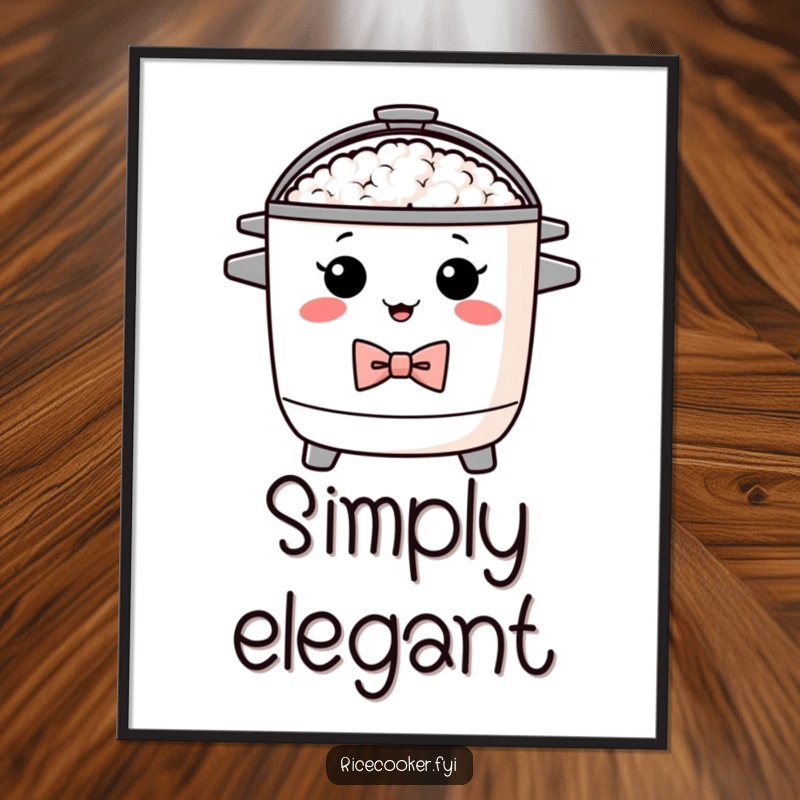 Funny digital art print of a proud rice cooker wearing a bow tie. High-quality, instant download, perfect humorous gift.