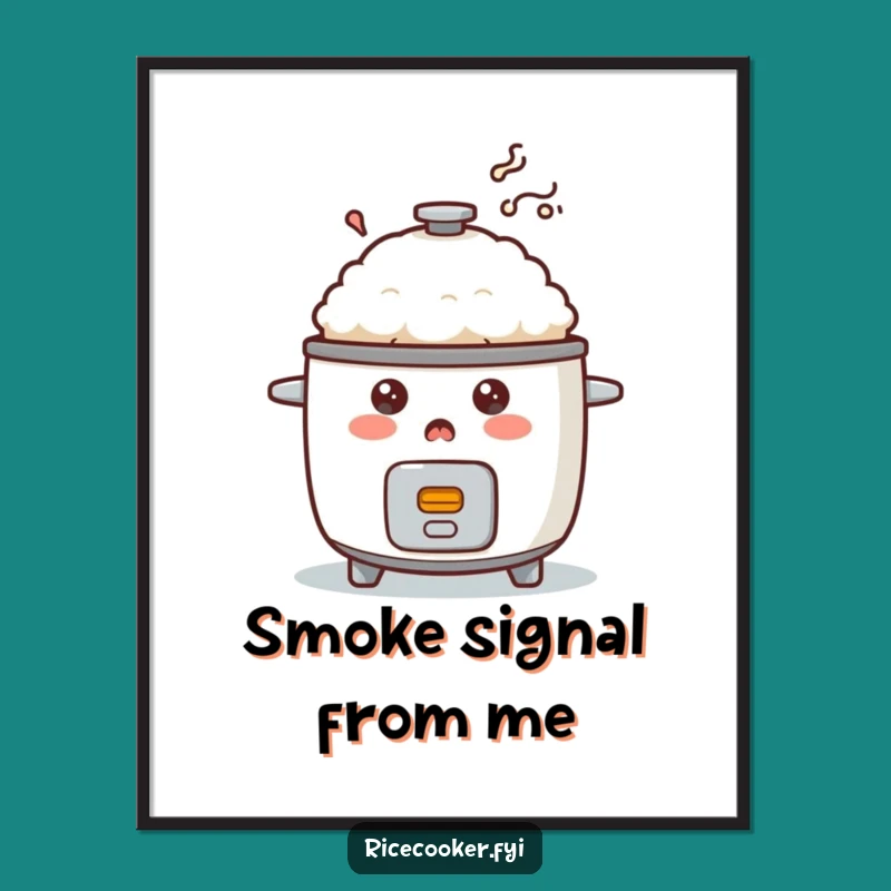 Funny Surprised Rice Cooker Digital Art: Instant Smoky Laughs Gift