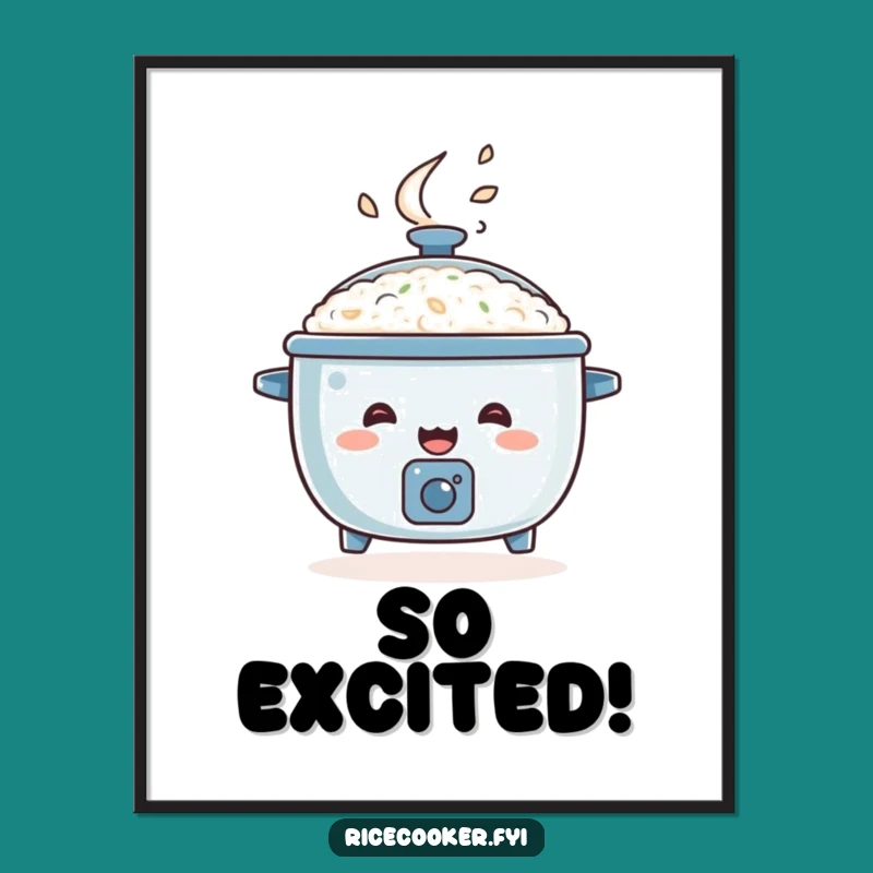 Funny Happy Rice Cooker Digital Art: Energetic Kitchen Decor Gift