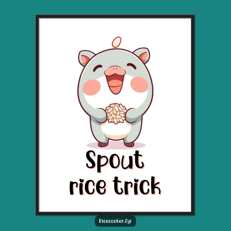 Funny Rice Hopper Digital Art - Whimsical Character Print, Perfect Wall Funny Gift!