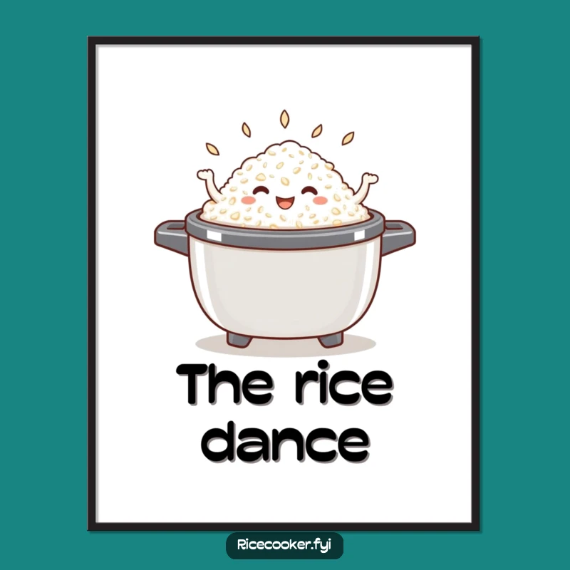 Funny Dancing Rice Digital Art Print - Cheerful Cooker Art for Joyful Spaces