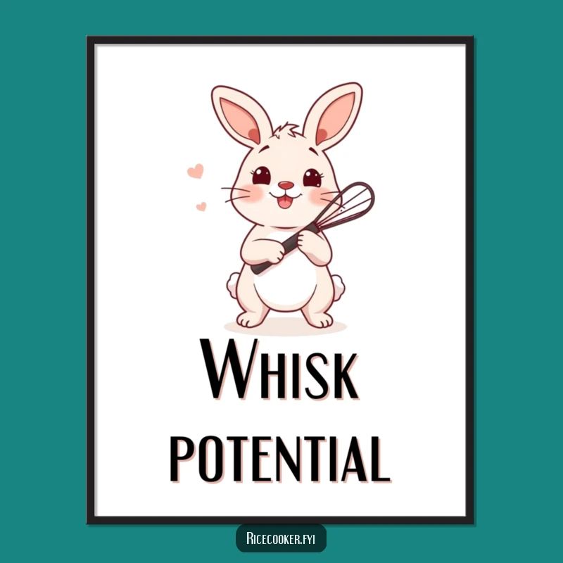 Funny Bunny Whisk Digital Art: Instant Charm for Your Walls