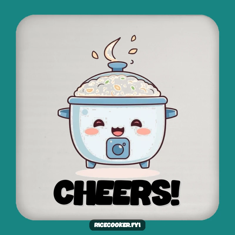 Funny Happy Rice Cooker Drink Coaster: Protect Surfaces with Bounce Gift