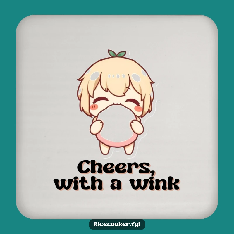 Funny Onigiri Wink Coaster: Protect Your Table with a Playful Bite Gift