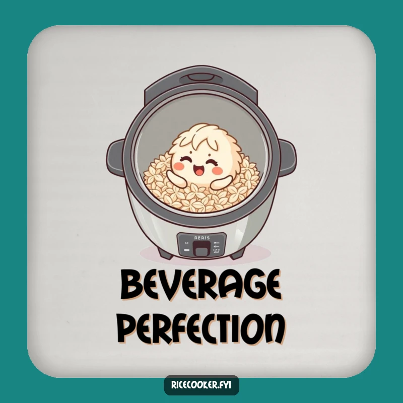 Funny Giggling Rice Grain Coaster: Protect Surfaces with Joyful Cooker Art Gift